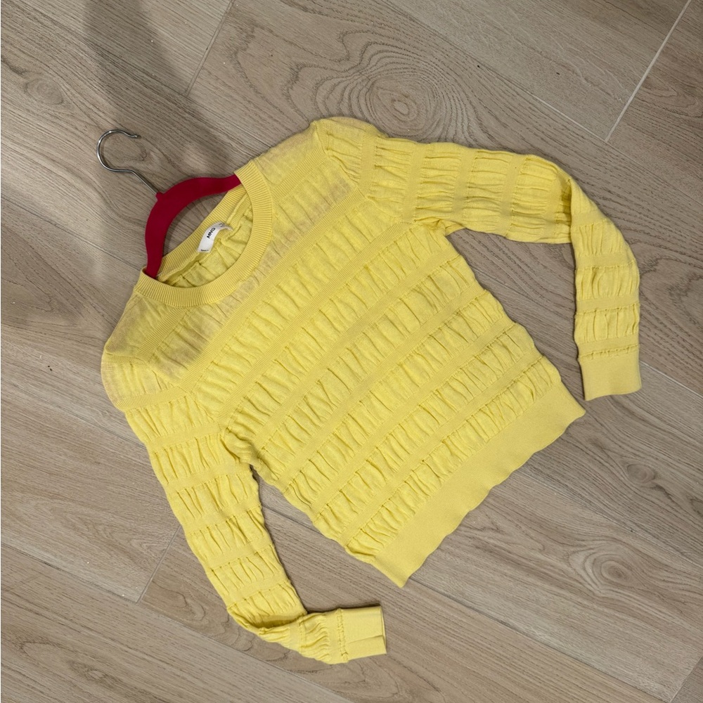 Mango Yellow Ruched Sweater